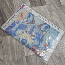 Diamond Painting Art Kit Wolf and Flowers, 30x40 cm or 12x16 inch