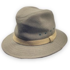 Vintage Eddie Bauer Safari Hat Cap Felt Wool Made In USA Medium Fedora Bucket