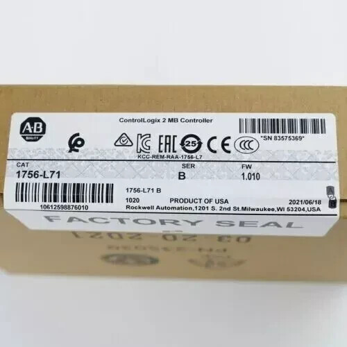 New Factory Sealed AB 1756-L71 /B ControlLogix 5571 Processor ...
