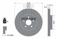 Textar 2X Bremsscheibe Vorne Ø296 Mm InnenbelüFtet Beschichtet FüR Volvo XC40