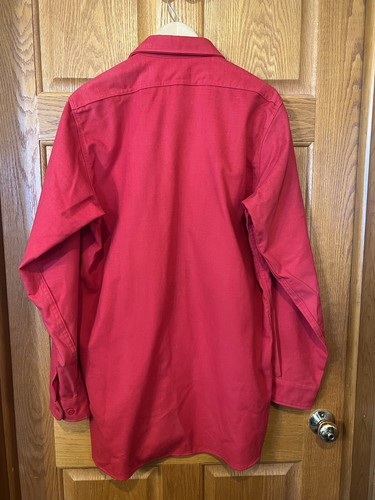 BL58 Vintage Cabelas Red Long Sleeve Chamois Button Shirt Mens XL - Picture 4 of 5