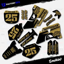 Black & Gold Smokin Graphic Kit fits Yamaha Yz125 Yz250 00-01 Plates YZ 125 250