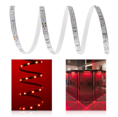 1m Roter LED Strip IP20 - 30 LEDs/m, 5050, Selbstklebend, Mit Hohlstecker-Buchse