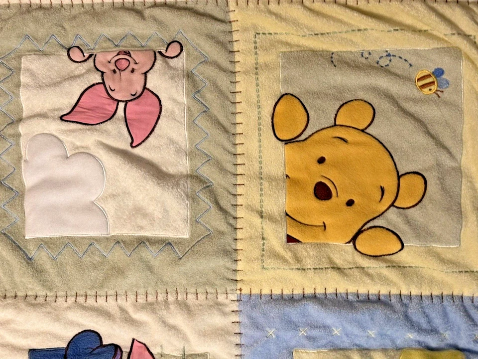 Manta edredón edredón Disney Baby Winnie The Pooh retazos cuadrados bebé Foto 3 de 4