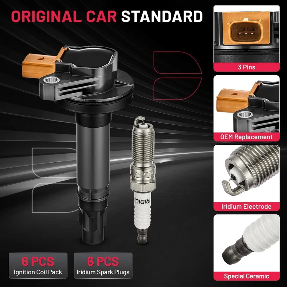 6 Ignition Coils UF646 & Spark Plugs SP534 For 2011-2018 Ford F150 Explorer Foto 2 de 4