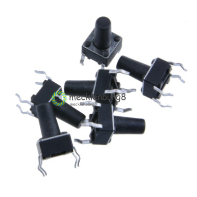 100Pcs 6X6X10mm 4-pin DIP Black Tactile Push Button Switch Tact Switch NEW