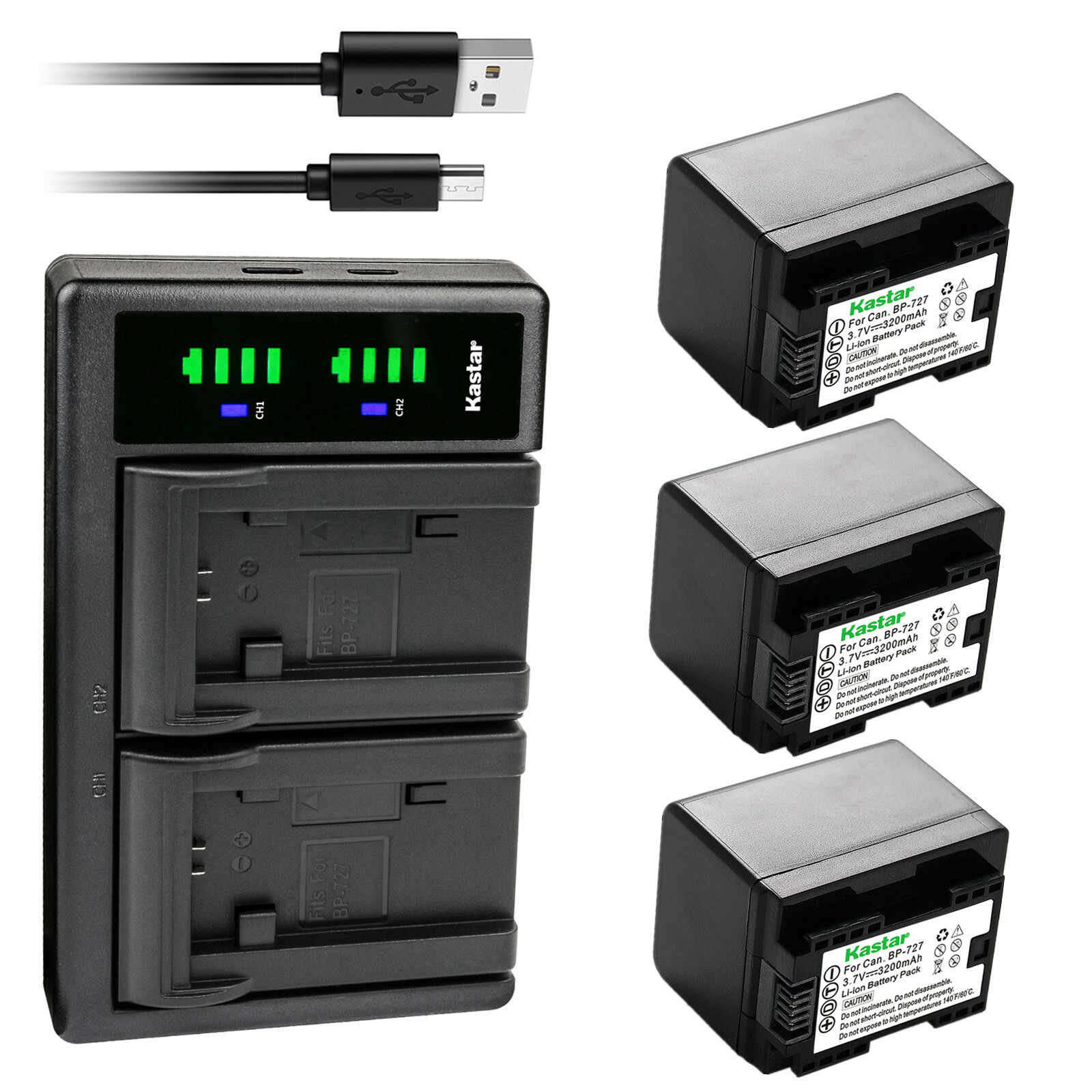 Kastar Battery LTD2 Charger for Canon BP-727 CG-700 Canon VIXIA HF R82 Camera