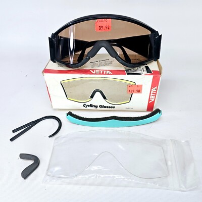 NOS VETTA Italy Vintage 1987 Sunglasses 80s Vintage Cycling glasses with Extras