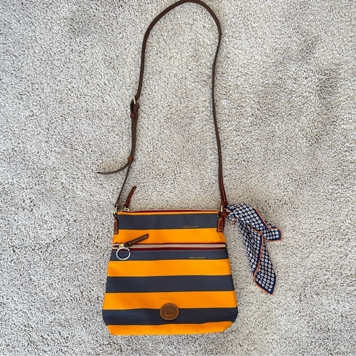 Dooney & Bourke Orange Navy Stripe Detroit Tigers Nylon Crossbody Bag