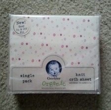 Gerber Organic Knit Crib Sheet Brand New In Package Pink Dots