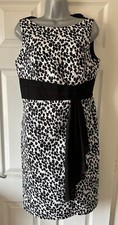 Marks & Spencer Per Una Size 14 Black & White Sash Dress - Sleeveless - VGC