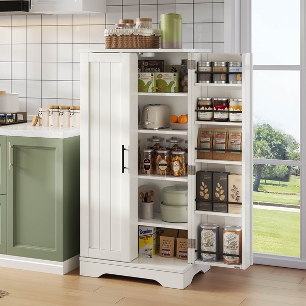 Sonnenh Sideboard Weiß 60 X 40 X 120 Cm Mdf Mit Stauraum Wohnzimmer-image
