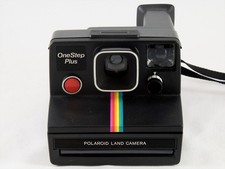 Vintage Polaroid SX-70 OneStep Plus Black Rainbow Stripe Camera TESTED & WORKING