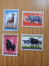 Belgian Congo/Rwanda 1959 and 1964 Animals 10c and 20c Values from each set MNH