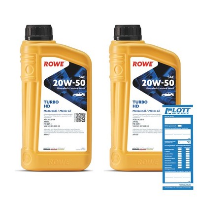 2x 1L ROWE Motoröl Öl HIGHTEC TURBO HD SAE 20W-50 (20011) 20011-0010-99
