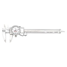 Starrett Dial Caliper with Adjustable Bezel and Fitted Case - 0-6", White