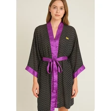 Batman Robe Factory Spa Womens Sheer robe With Belt SZ SMall belted embroidered