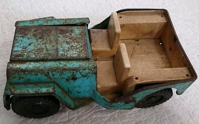 VINTAGE 1960's TONKA JEEP PRESSED STEEL AQUA BLUE Old Rare 1960s truck