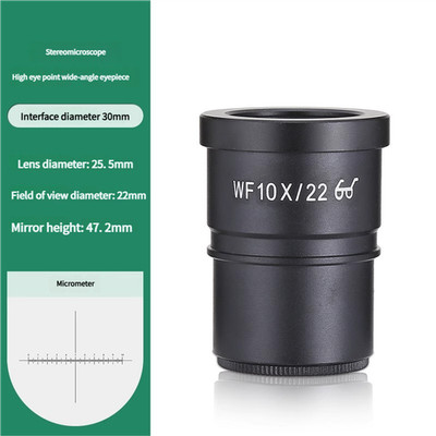 WF10X/22 Eyepiece with Reticle Scale for Stereo Microscope, 30mm Mount