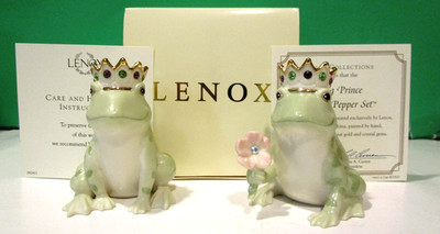 LENOX PRINCE FROG SALT & PEPPER Shaker set -- -- NEW in BOX with COA