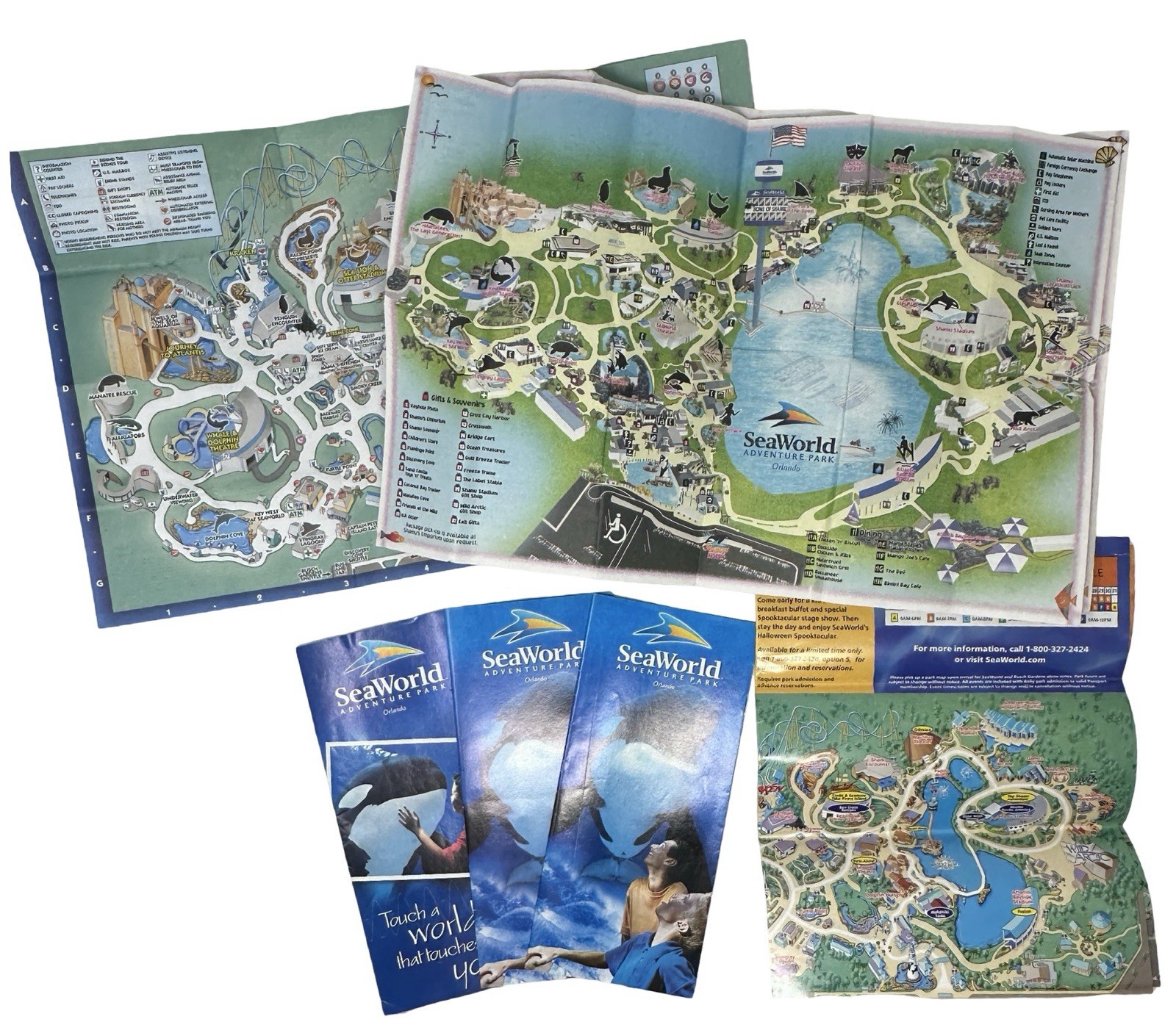 Vintage SeaWorld Orlando Amusement Theme Park Maps Guides Brochures (Lot of 7)