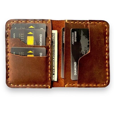 Handmade, Leather Card Wallet, Minimalist Leather Wallet, Bifold Wallet, Fron...
