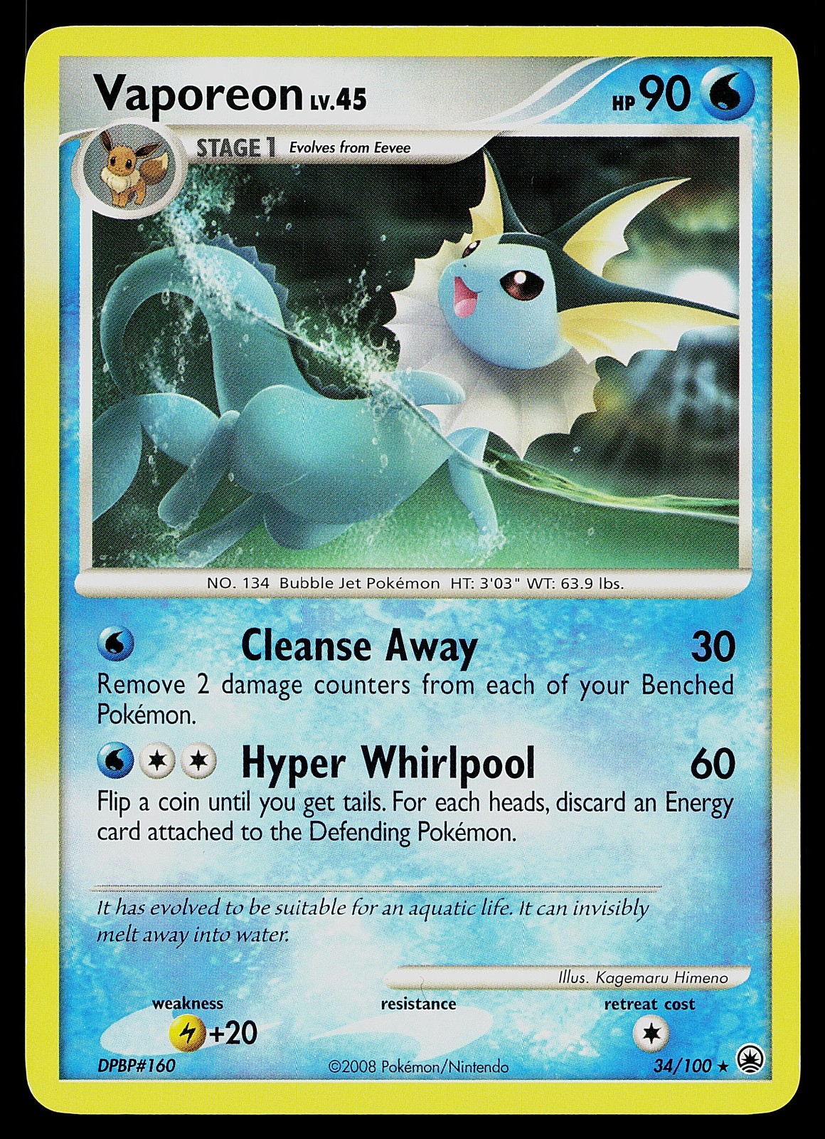 Pokemon Card - Vaporeon Majestic Dawn 34/100 Rare