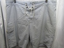 MENS J. CREW DRAWSTRING LINED BLUE STRIPED SWIM SHORTS SIZE 35 INSEAM 9"