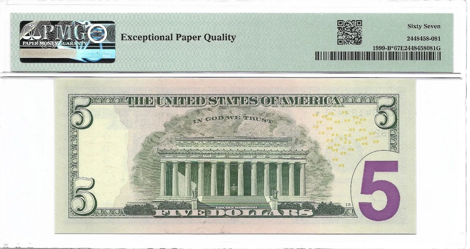 2021 $5 NEW YORK * STAR * ⭐️ FRN. PMG SUPERB GEM Uncirculated 67 EPQ Banknote. - Image 3 of 3
