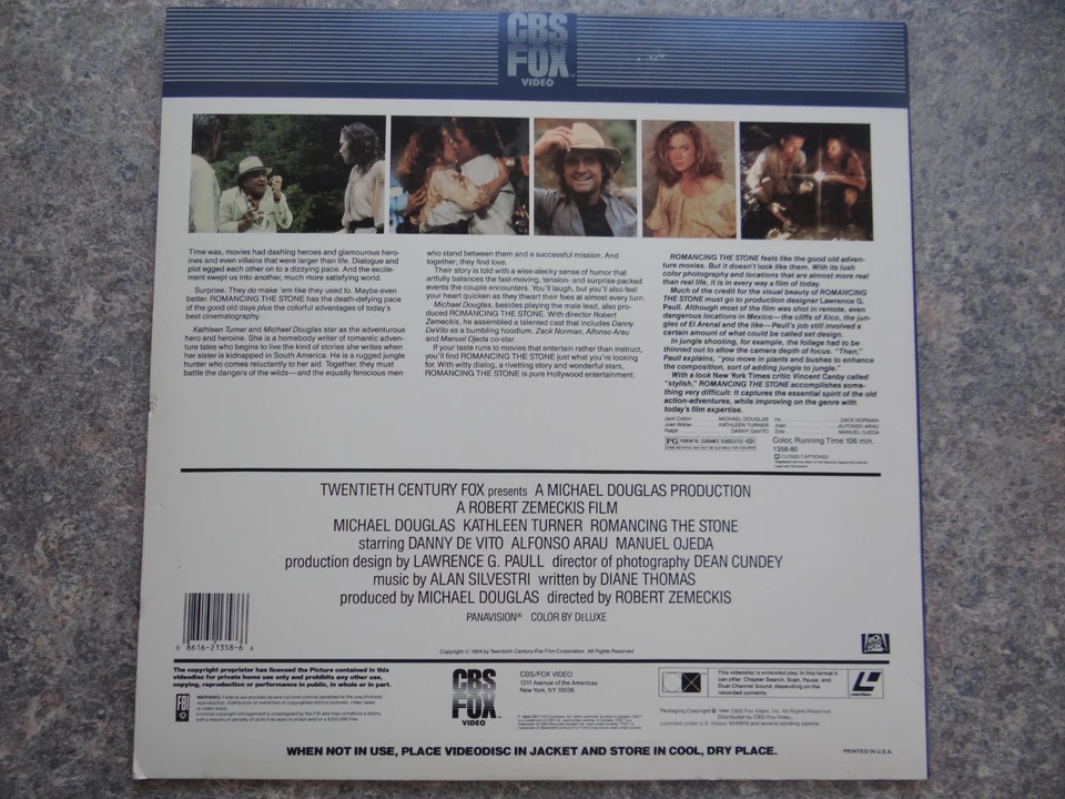 Jagd nach dem grünen Diamanten US Laser Disc LD Film Video CD Laserdisk Englisch - Bild 3 von 4