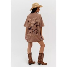 NEW! Urban Outfitters 'Wild Pony Club' T-Shirt Dress in BROWN (S/M) 