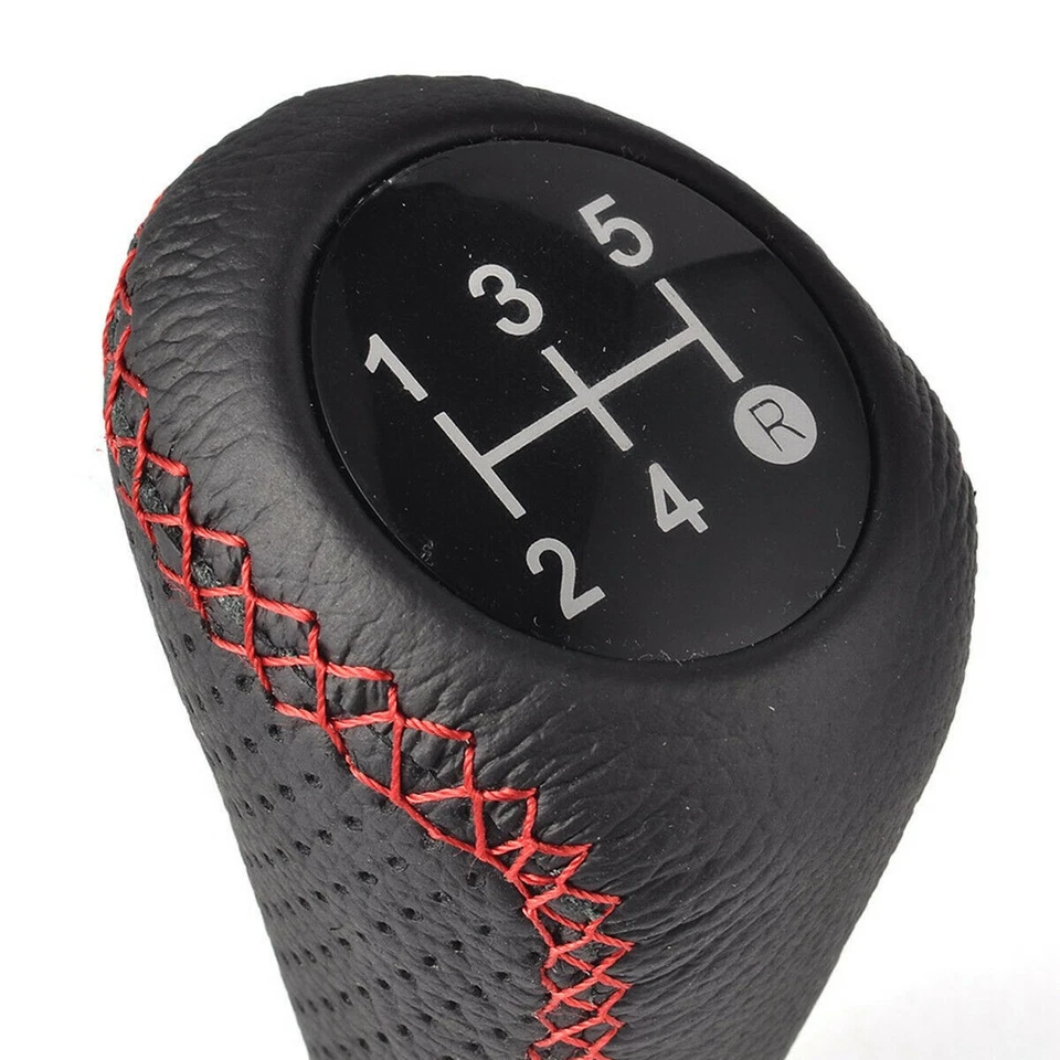 Черный кожаный переключатель 5 скоростей для автомобиля ручной круглый рычаг переключения передач - Изображение 2 из 4