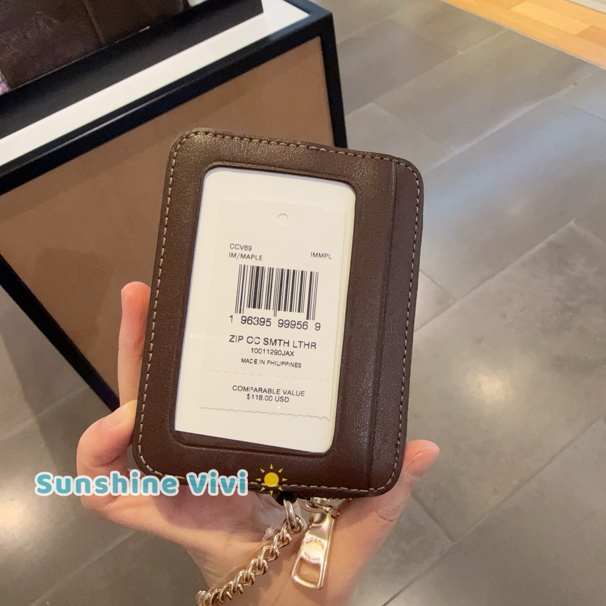 NWT Coach Zip Card Case Gold/Maple Leather CCV89 | eBay
