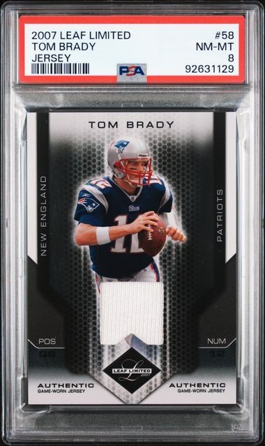 2007 Leaf Limited Threads Jersey #58 Tom Brady /100 PSA 8