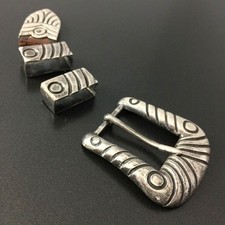 Vintage Avila de la Borda Mexico Sterling Silver Ranger Belt Buckle 7/8"