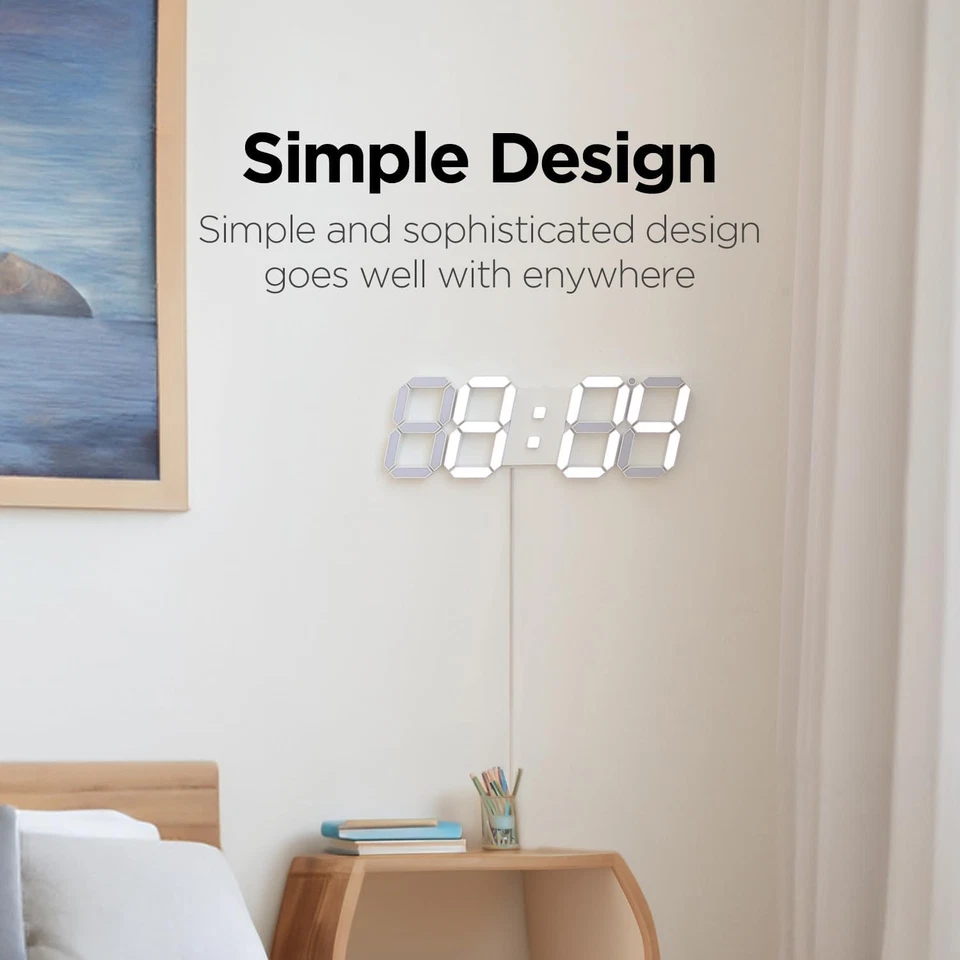 3D LED Clock, Multi-Function LED Clock Calendar, Alarm, Temperature 15.3" Big... - Image 4 of 4