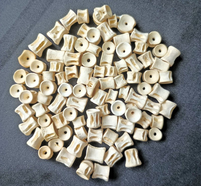 Vintage LOT of 96 Natural African Barracuda Fish Vertebrae Bone Beads 8-10mm