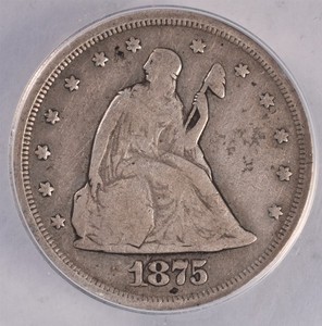 1875-S/S Seated Liberty 20 Cents - ANACS VG10 Details FS-302 MPD-001
