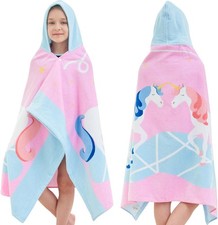 Kids Bath Towels, Towel Girls Boys Hooded 30"x50", Lucky Unicorn