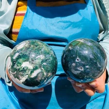 5.1LB 2pcs Natural Aquatic Plants Agate Sphere water grass Moss agate Ball