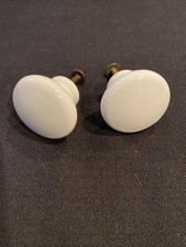 Vintage white porcelain cabinet knobs - set o...