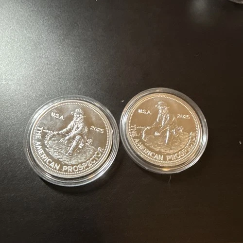 Two 2025 Engelhard American Prospector 1 oz .999 Silver Round BU