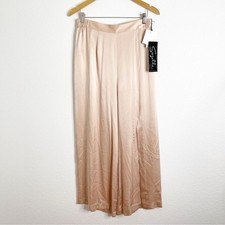 Vintage Suzelle 100 Silk Wide Leg High Waisted Slit Leg Light Pink Pants