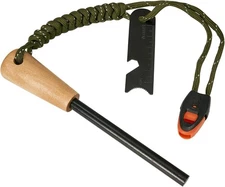HUGE 5 x 1/6" FERRO ROD Fire Starter Survival Striker Flint + Emergency Paracord