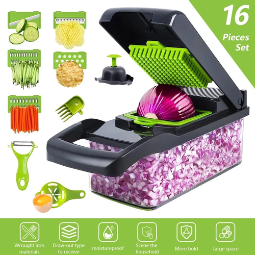 16-In-1 Fruit Vegetable Slicer Cutter Food Onion Veggie Dicer Chopper Kitchen - Picture 19 of 24