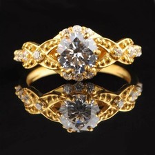 2Ct Round Cut Lab Created Diamond Women's Engagement Ring 14K Yellow Gold Finish