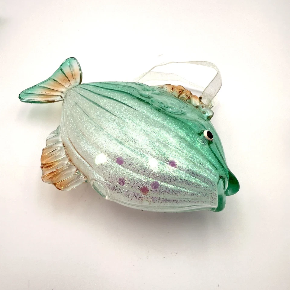 Tommy Bahama Vidrio Soplado Azul Pez Náutico Navidad Adornos Set De 3 Foto 3 de 4