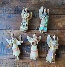 Southwest Native American Indian Angel Resin Ornaments Complete Set Of 5
