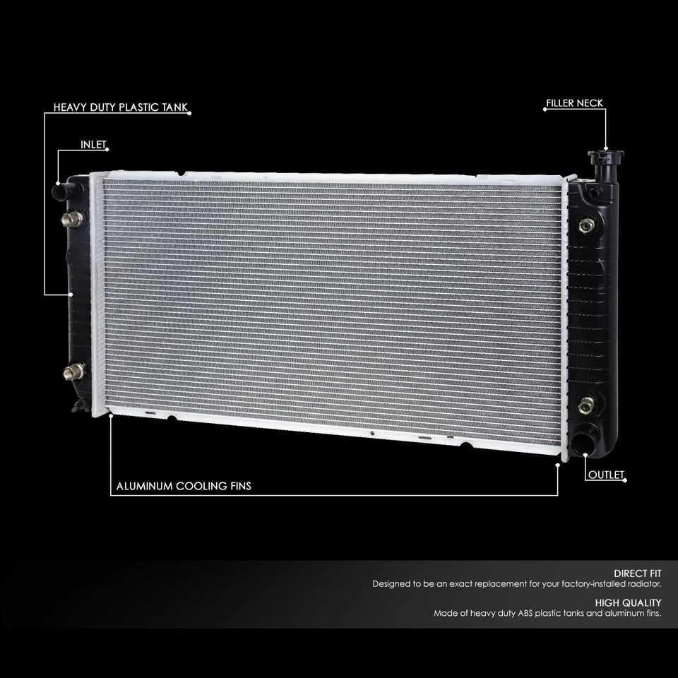 For 1992-1999 Chevy GMC C K 1500 2500 3500 5.0L 5.7L 7.4L Radiator Aluminum 1522 - Image 2 of 4