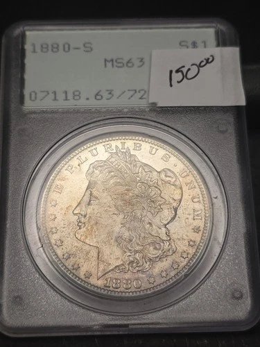 1880-S  Morgan Silver Dollar OGH Uncirculated Rattler Holder PCGS MS63 (B)